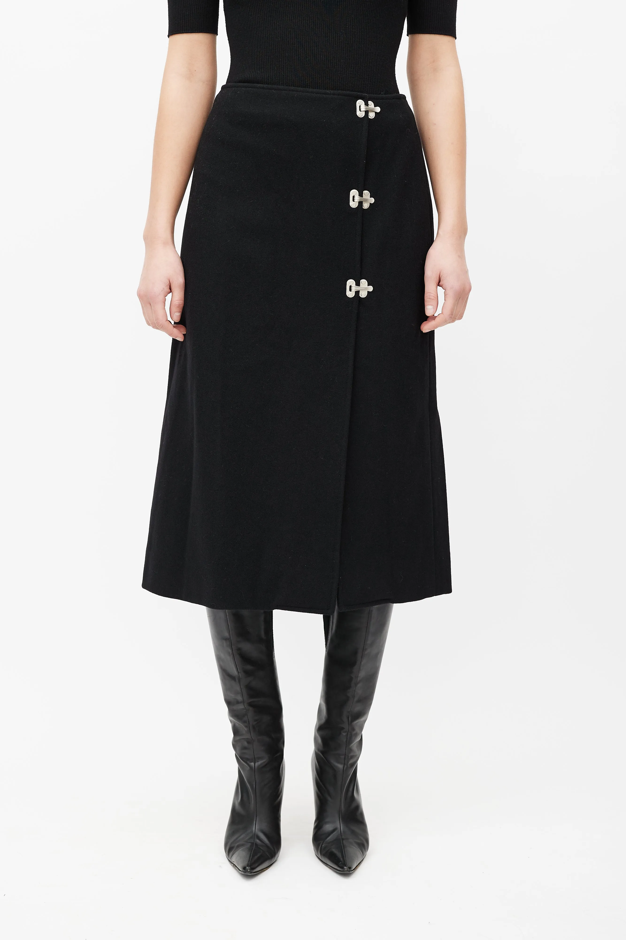 Black & Silver Wool Skirt