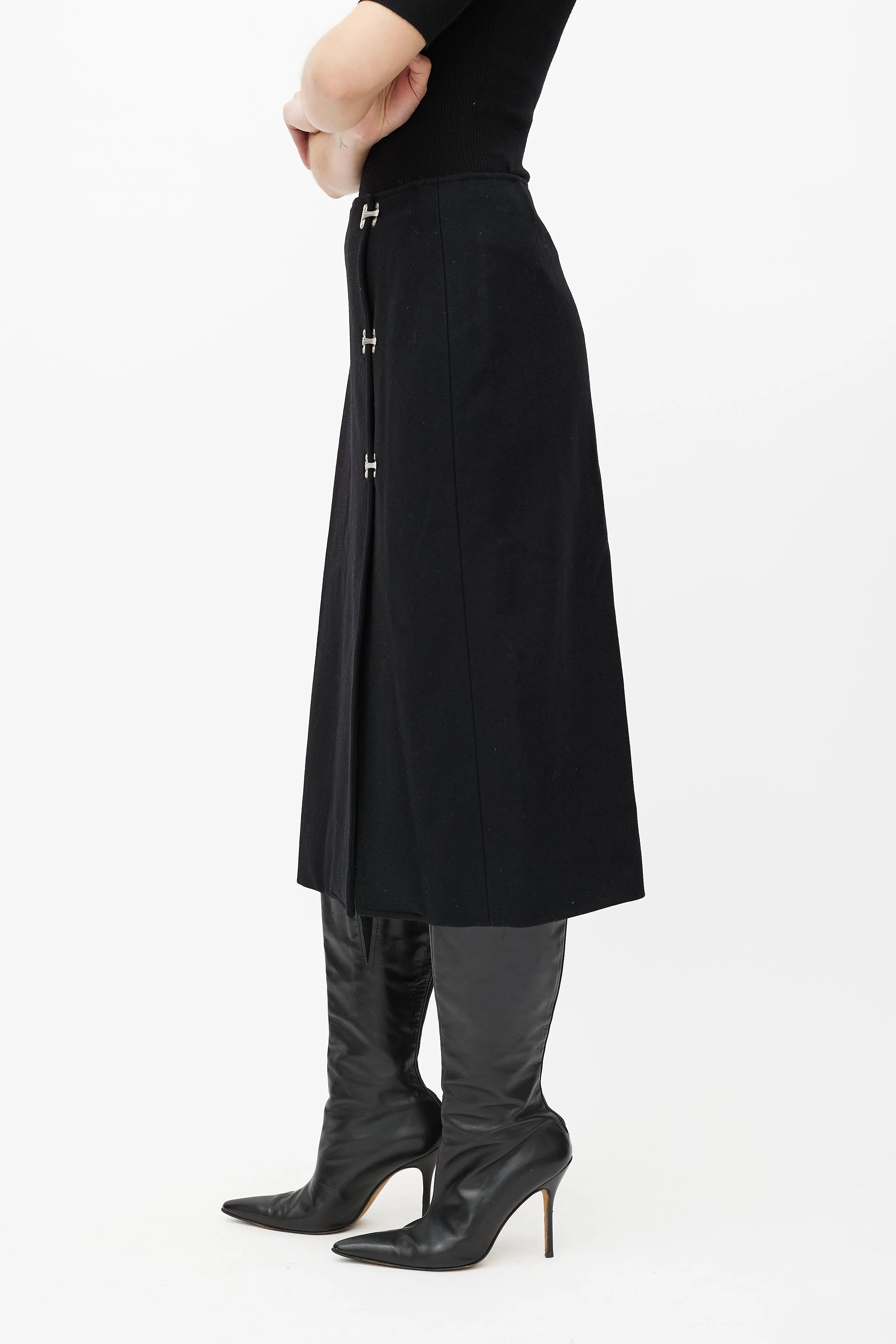Black & Silver Wool Skirt