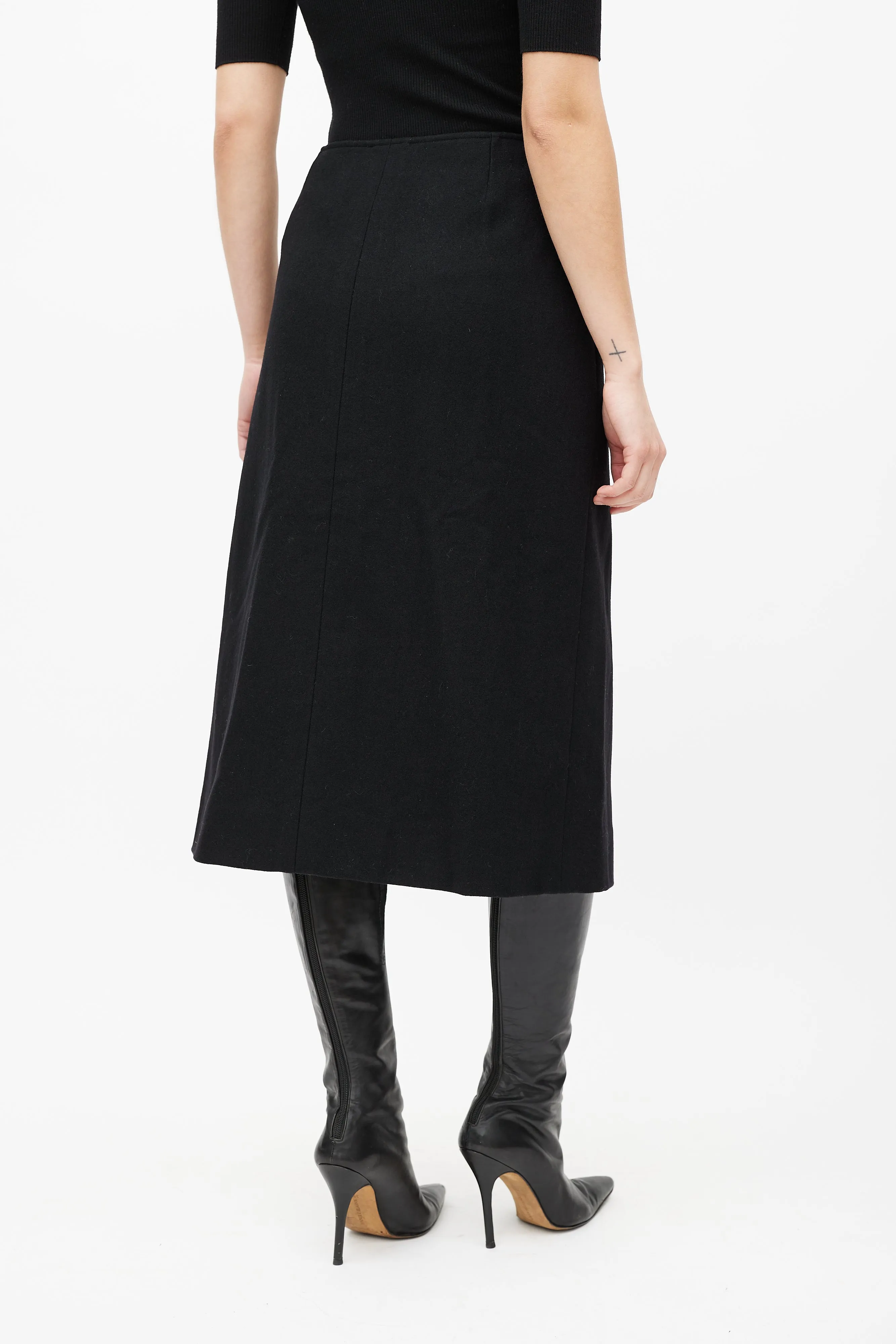 Black & Silver Wool Skirt