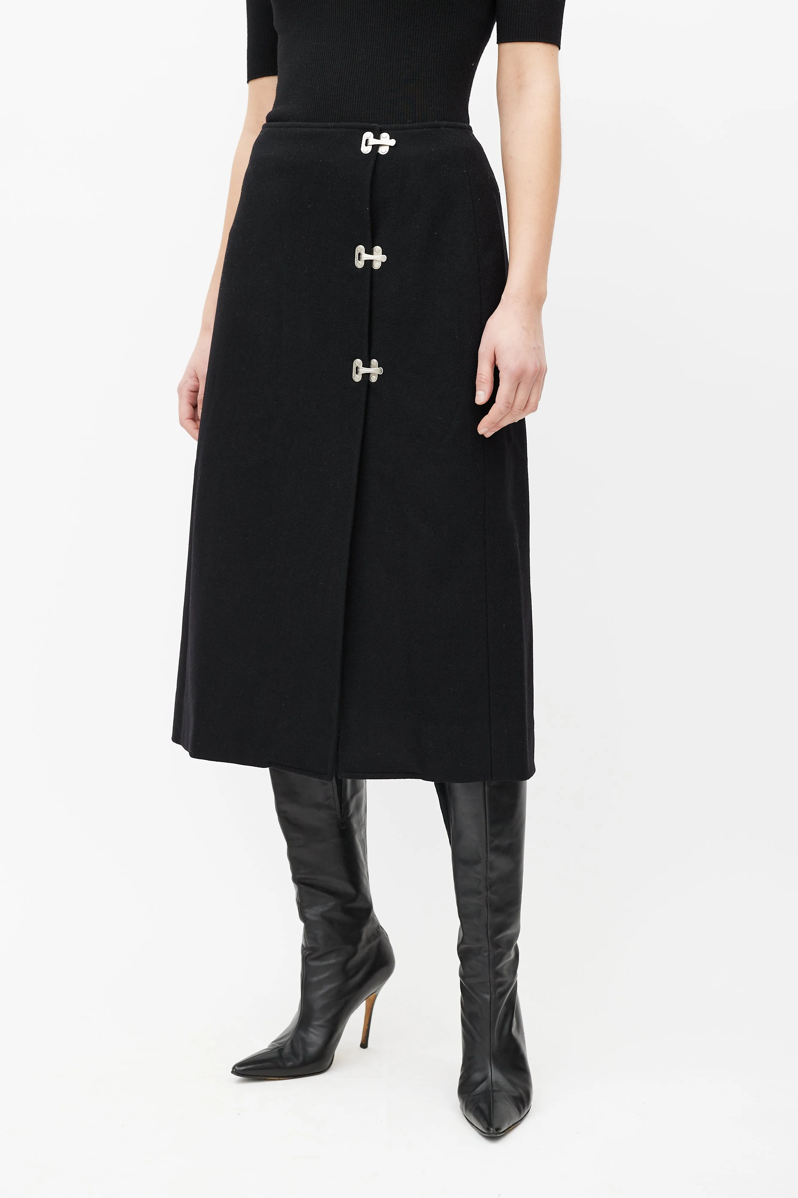 Black & Silver Wool Skirt