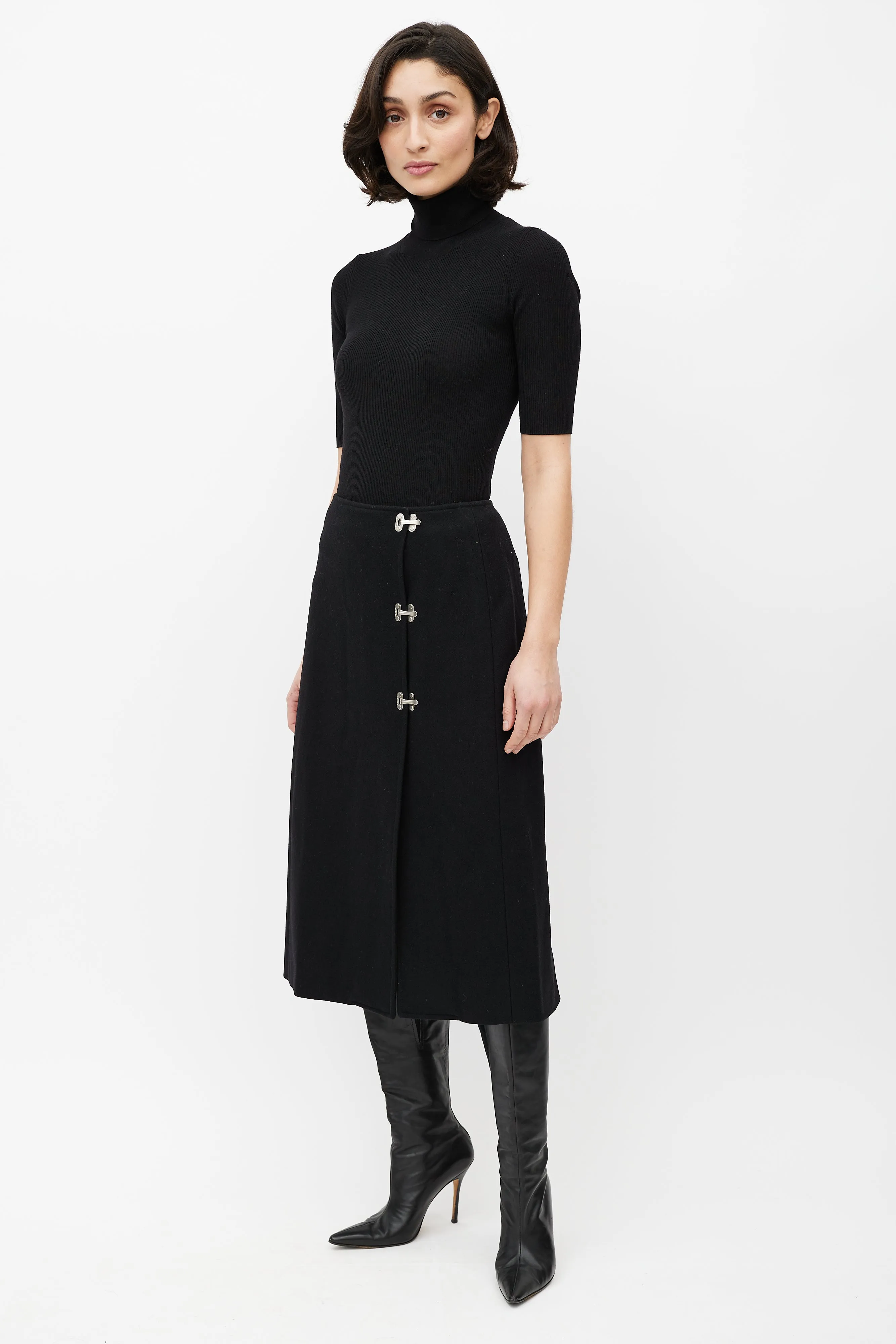Black & Silver Wool Skirt