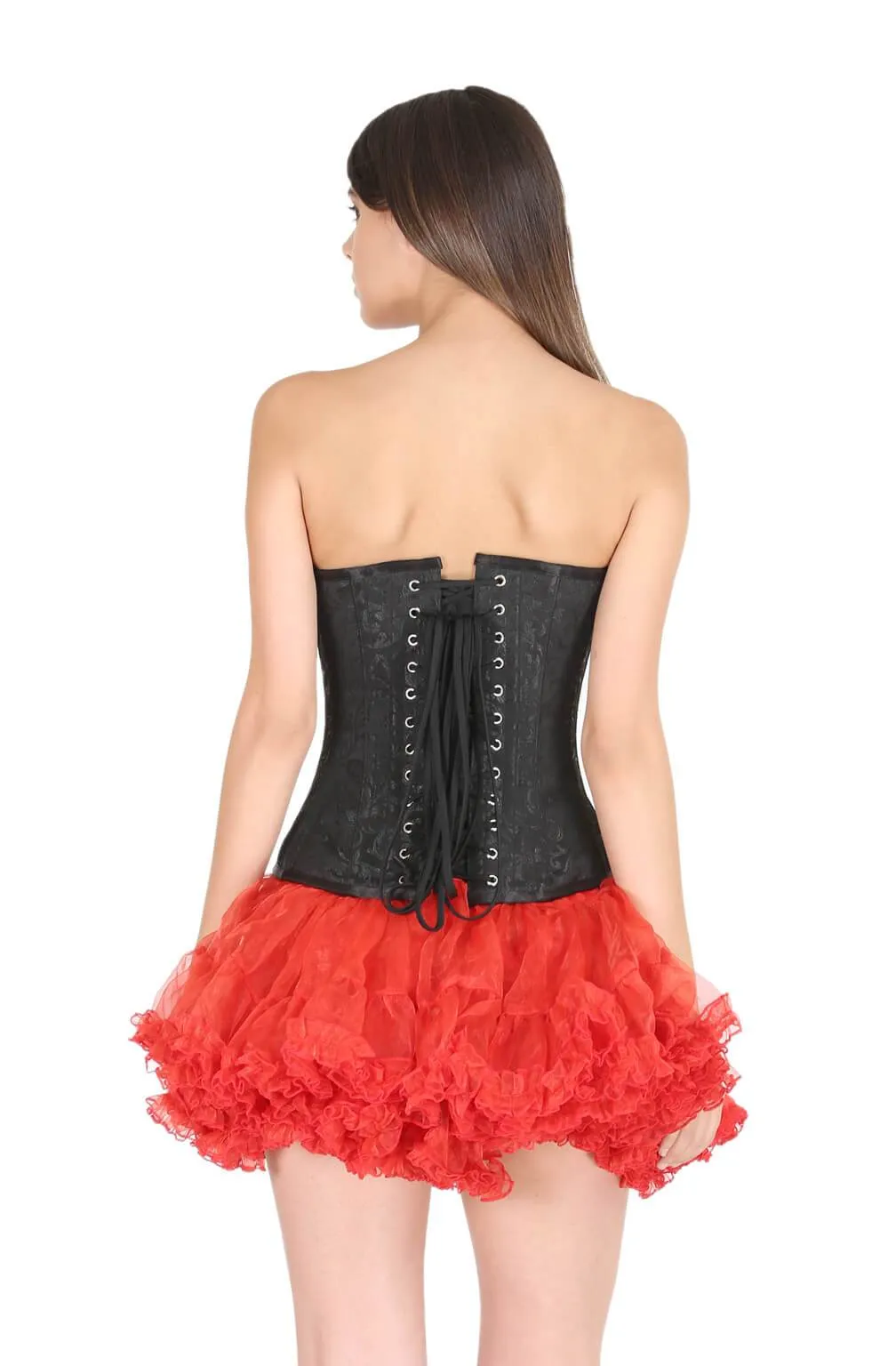 Black Brocade Handmade Sequins Corset Waist Training Overbust Corset Top