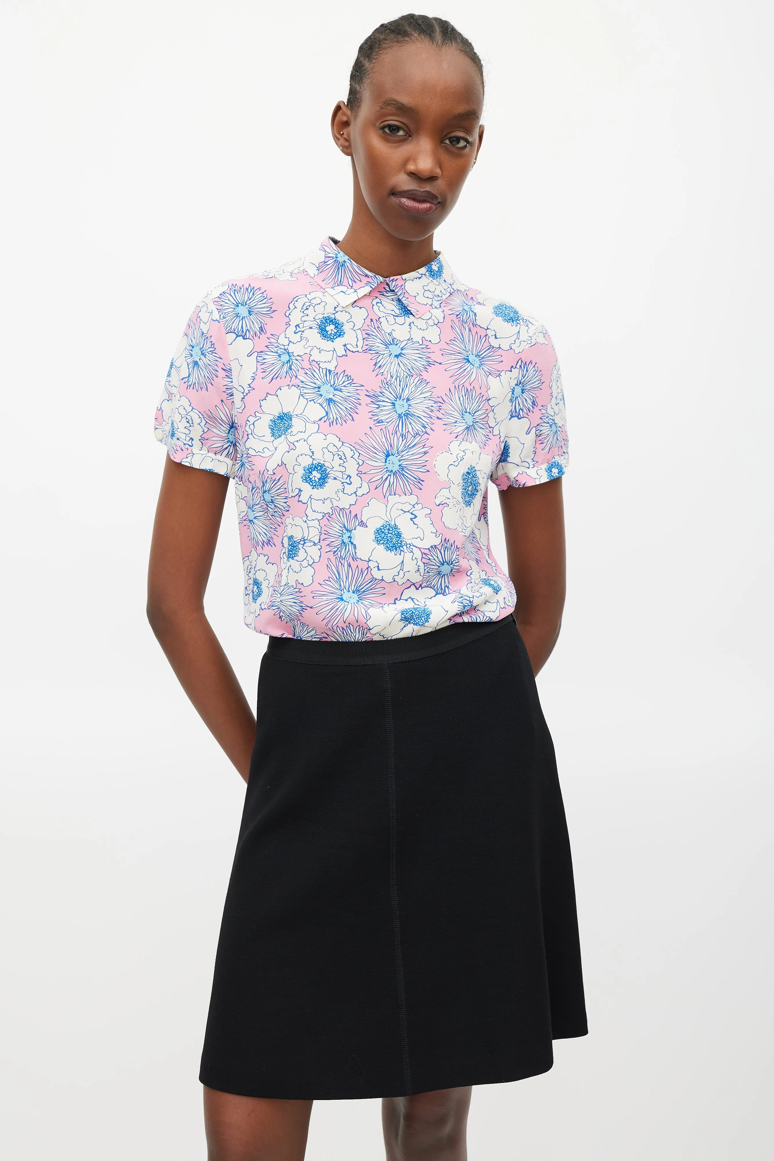 Black Wool Panelled Skirt
