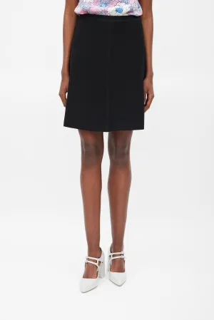 Black Wool Panelled Skirt