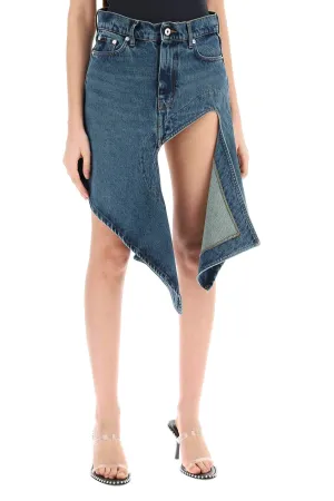 denim mini skirt with cut out details