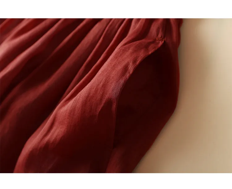 Elastic Waist A-Line Ramie Skirt