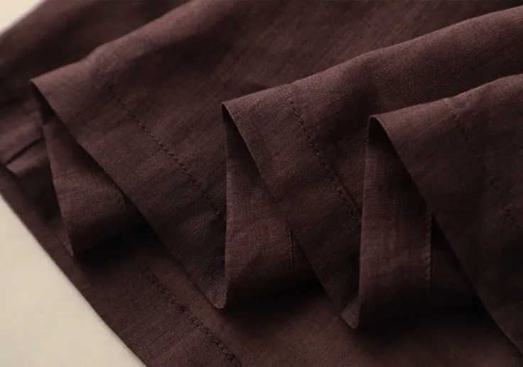 Elastic Waist A-Line Ramie Skirt