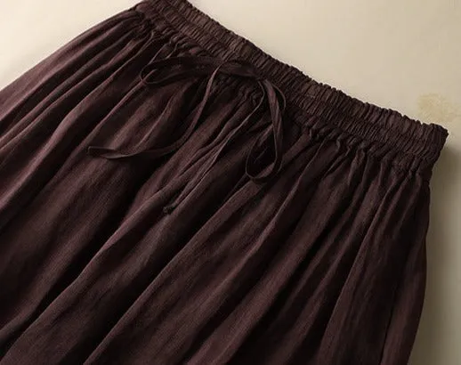 Elastic Waist A-Line Ramie Skirt