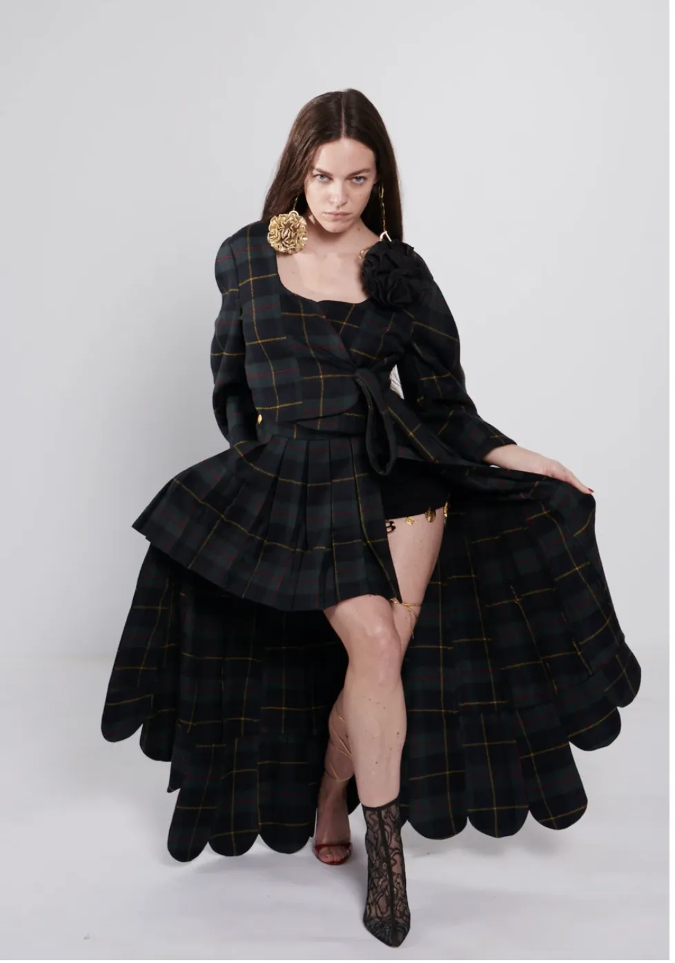plaid boxpleat skirt belt // ARCHIVE