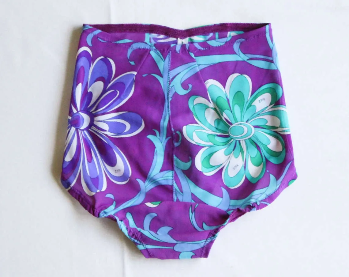 Pucci Panty Girdle - XXS 1960s Designer Label Foundation - Purple Green Blue Daisy Print - Formfit Rogers - Size 000 Lingerie - Waist 22.5