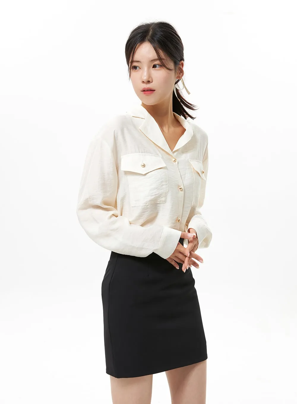 Shiny Long Sleeve Blouse OS313