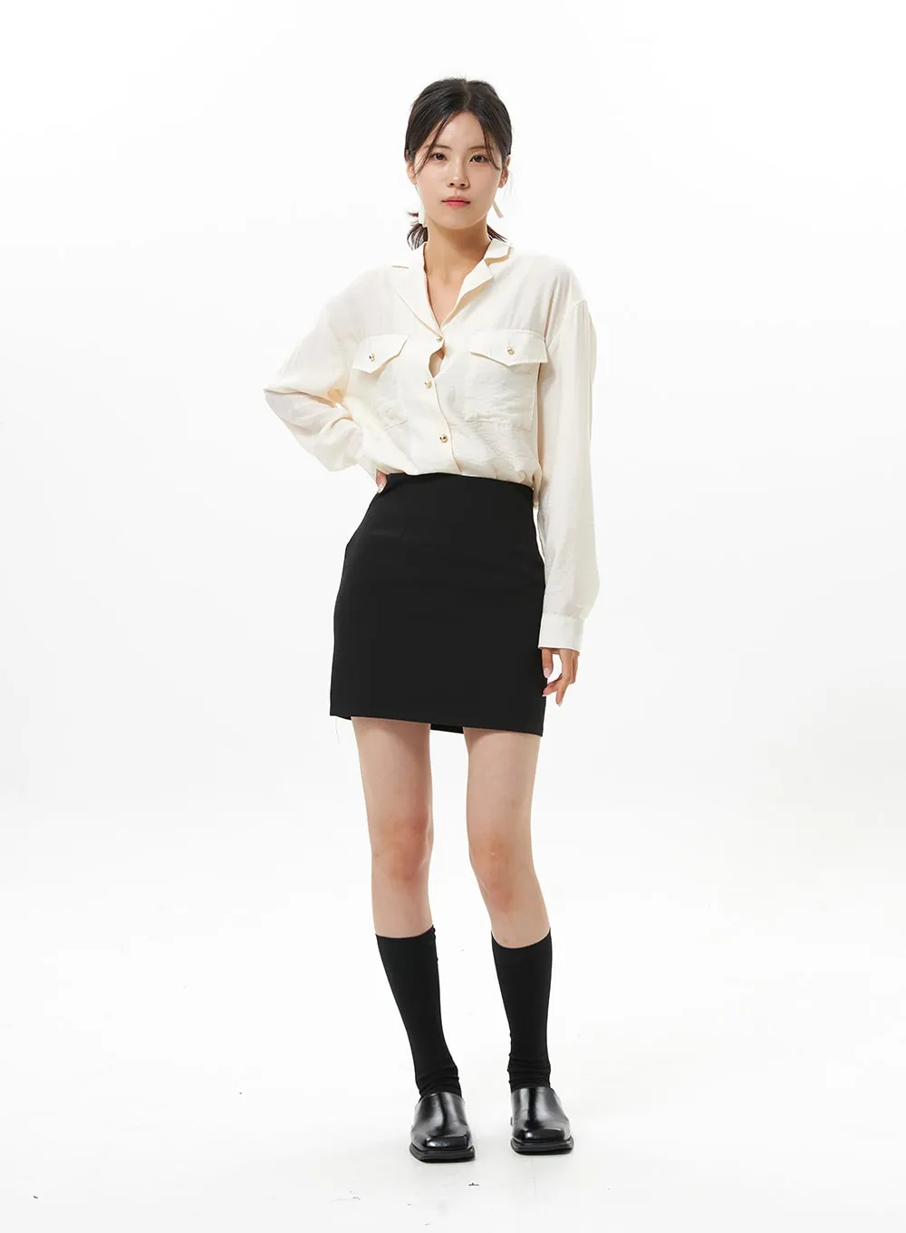 Shiny Long Sleeve Blouse OS313