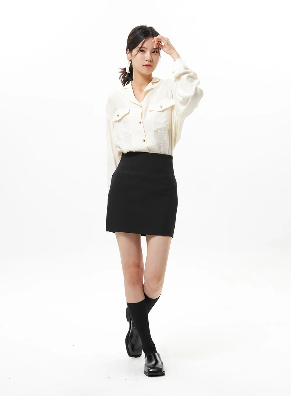 Shiny Long Sleeve Blouse OS313