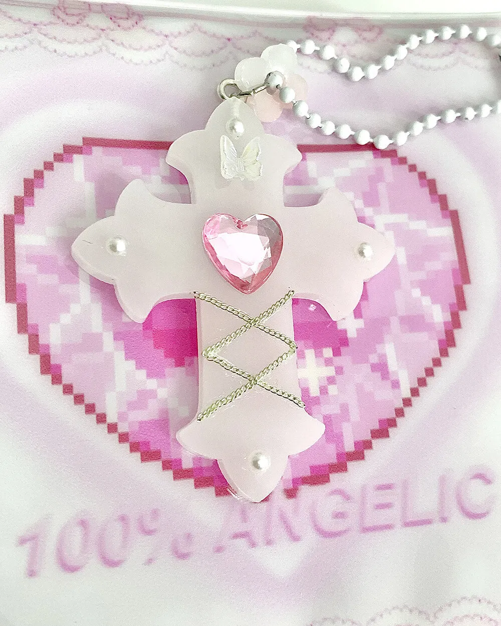 White Cross Resin Pendant